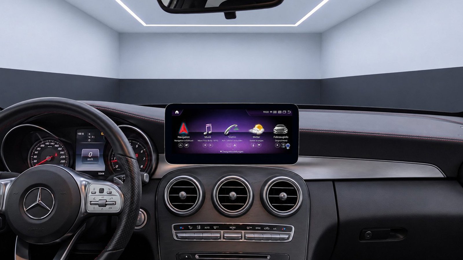 Android-Navigation (+ Apple-CarPlay) Touch für Mercedes C-Klasse W205 (inkl. Einbau)