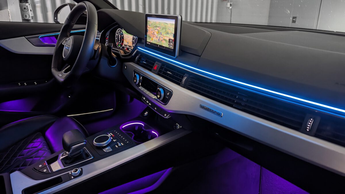 audi_a4_b9_a5_f5_ambientebeleuchtung_mehrfarbig_mmi_nachrüstung_led_innenbeleuchtung_rgb_4 Ambientebeleuchtung für Audi A4 S4 B9 inkl. Einbau (Nachrüstung) – Bild 10