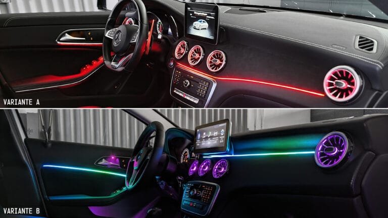 Ambientebeleuchtung für Mercedes GLA X156 mit 12 Farben inkl. Einbau (Nachrüstung)
