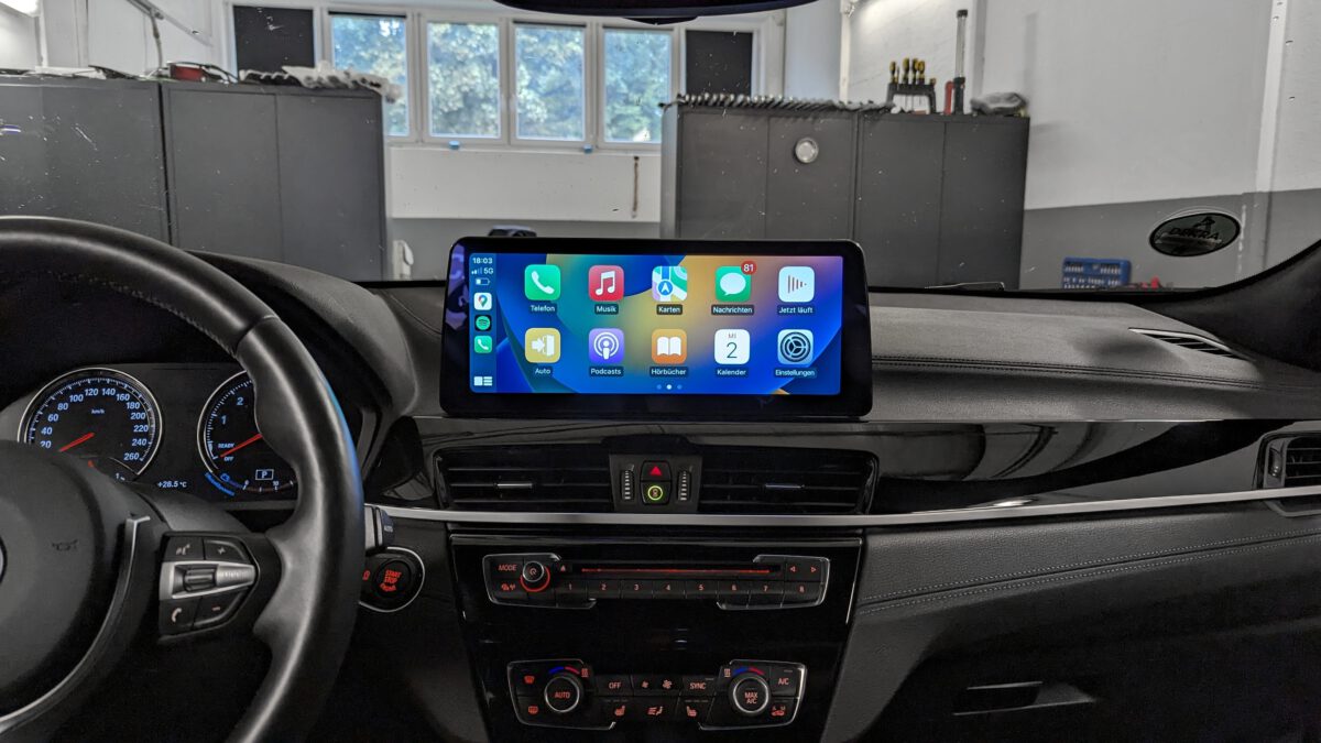 Android-Navigation V2 (Black-Frame & CarPlay) Touch für BMW X1 F48 – Bild 2