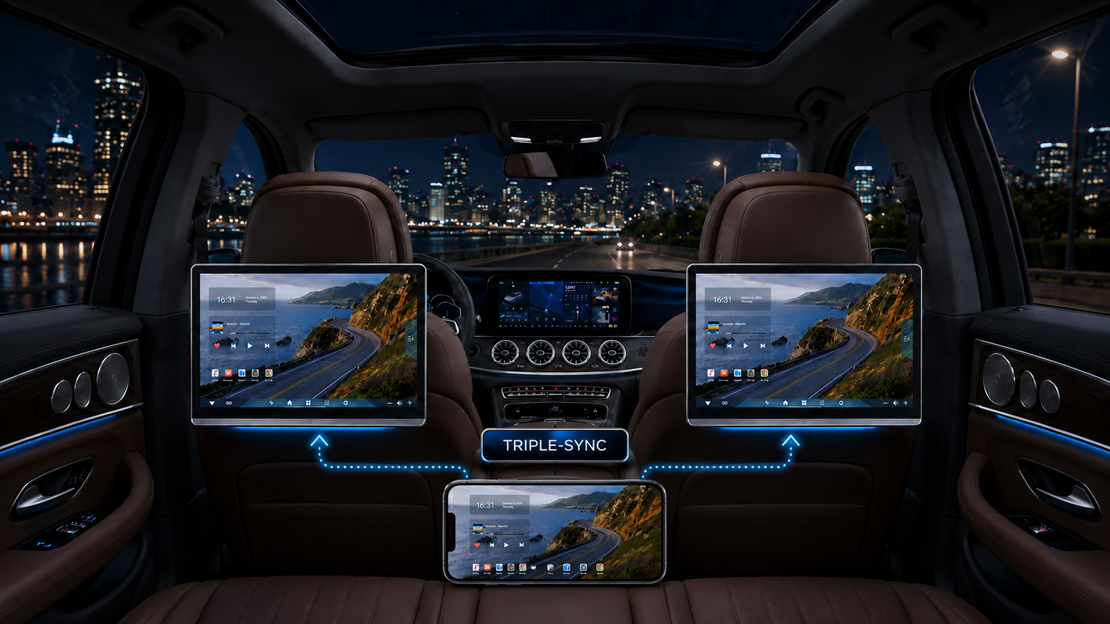 HEX-RSE V2 Kopfstützen Monitore im VW Golf 7