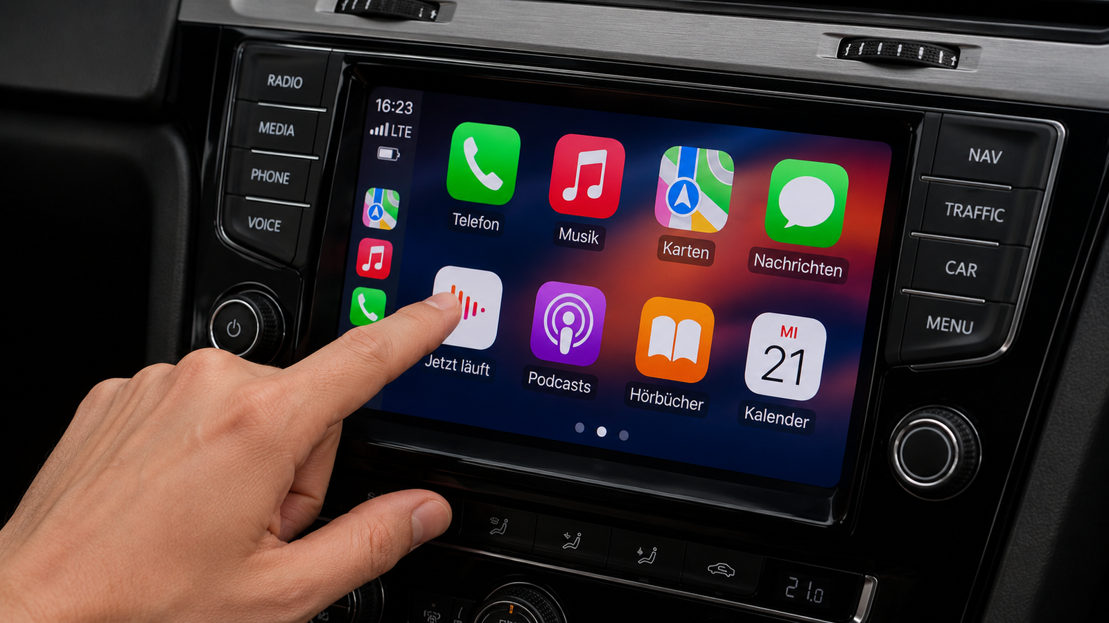 Apple CarPlay und Android Auto Touch Steuerung im VW