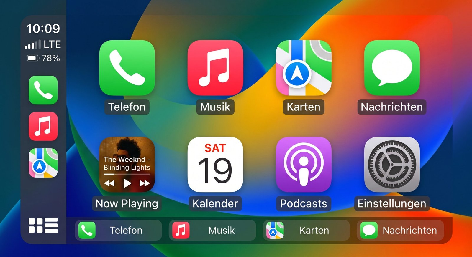 Apple CarPlay Benutzeroberfläche im Fahrzeug