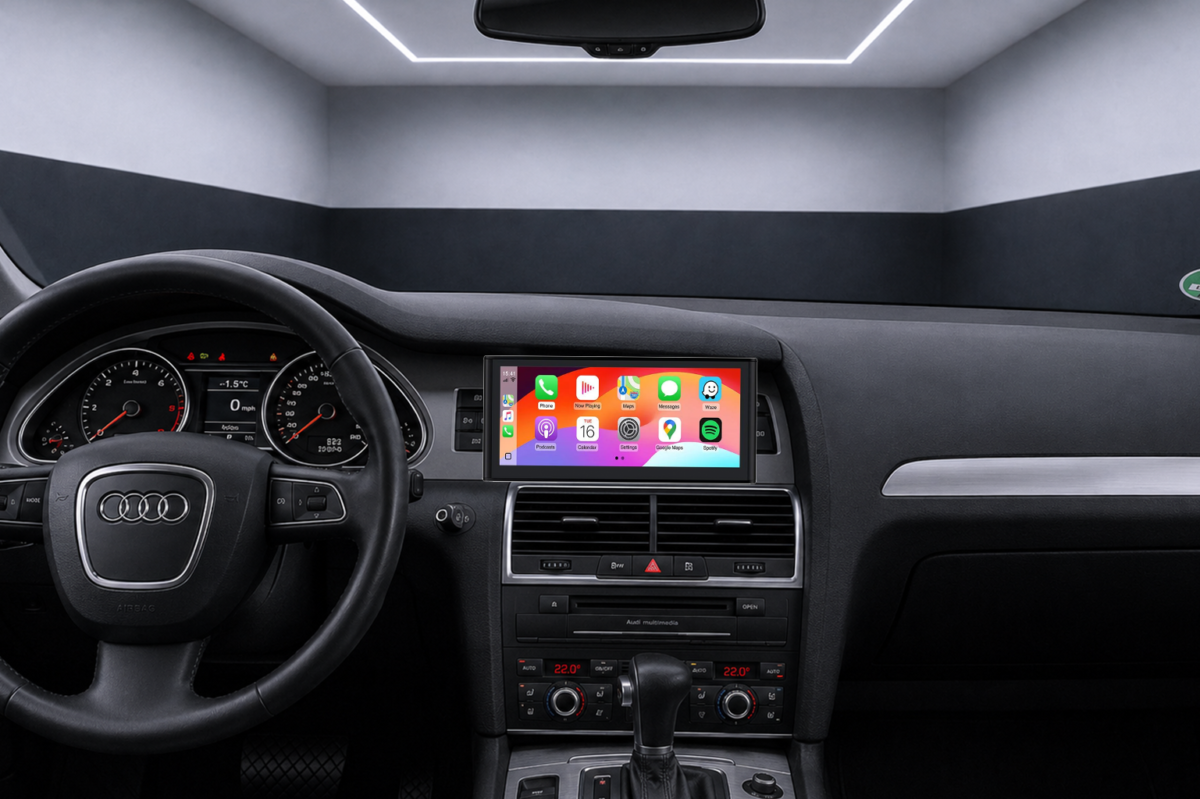 Apple CarPlay und Android Auto im Audi Q7 4L – App-Menü auf dem Display