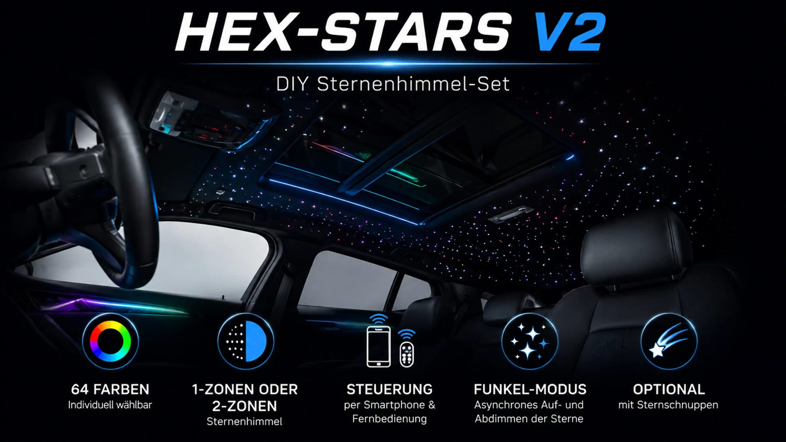 sternenhimmel_diy_set_hex_stars_v2_carhex_nachrüstung_alle_marken HEX-STARS V2 Sternenhimmel-Set für BMW 1er F20 F21