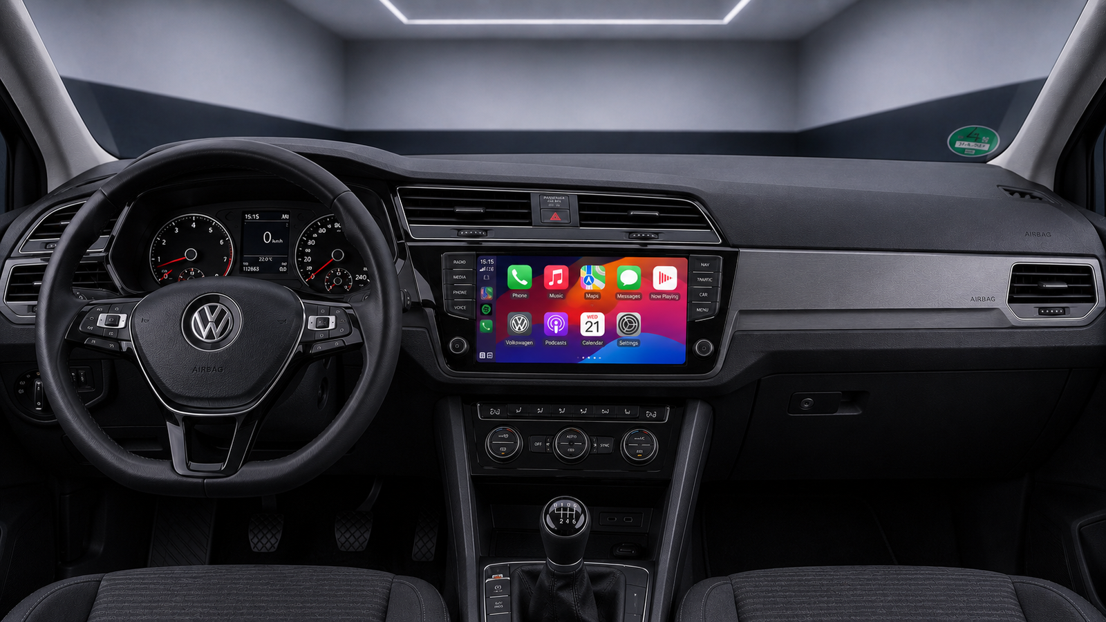 vw_touran_apple_carplay_android_auto_rückfahrkamera_nachrüstung_carhex_einbau_1 Apple-CarPlay & Android-Auto für VW Touran II (Nachrüstung)