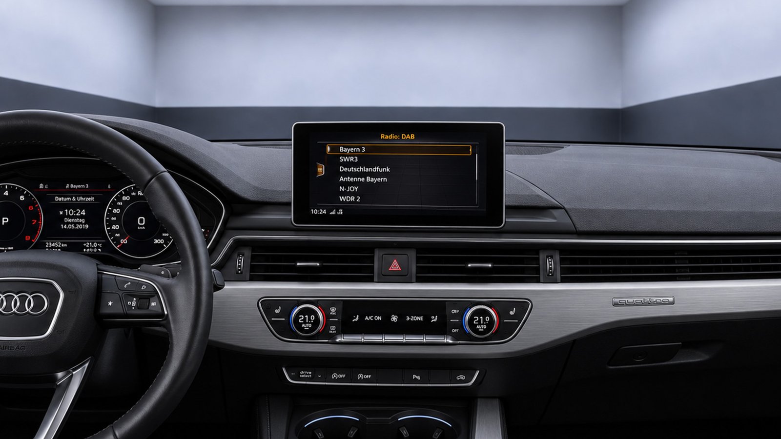 Audi mit aktiver DAB+ Radio Nachrüstung von CarHex